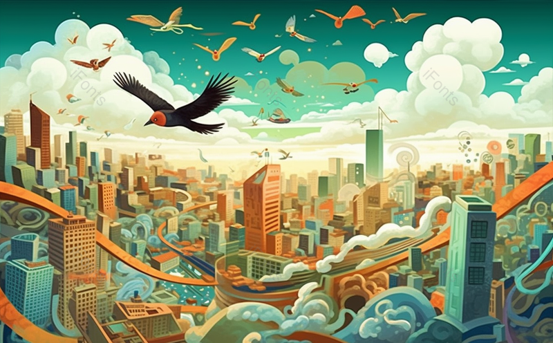 现代未来燕子城市交通鸟群飞翔春天夏天国潮城市插画,插画/手绘图,插画/手绘图库,插画/手绘图下载,插画/手绘